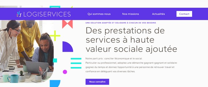 Photo page d'accueil du site Logiservices montrant 3 personnes